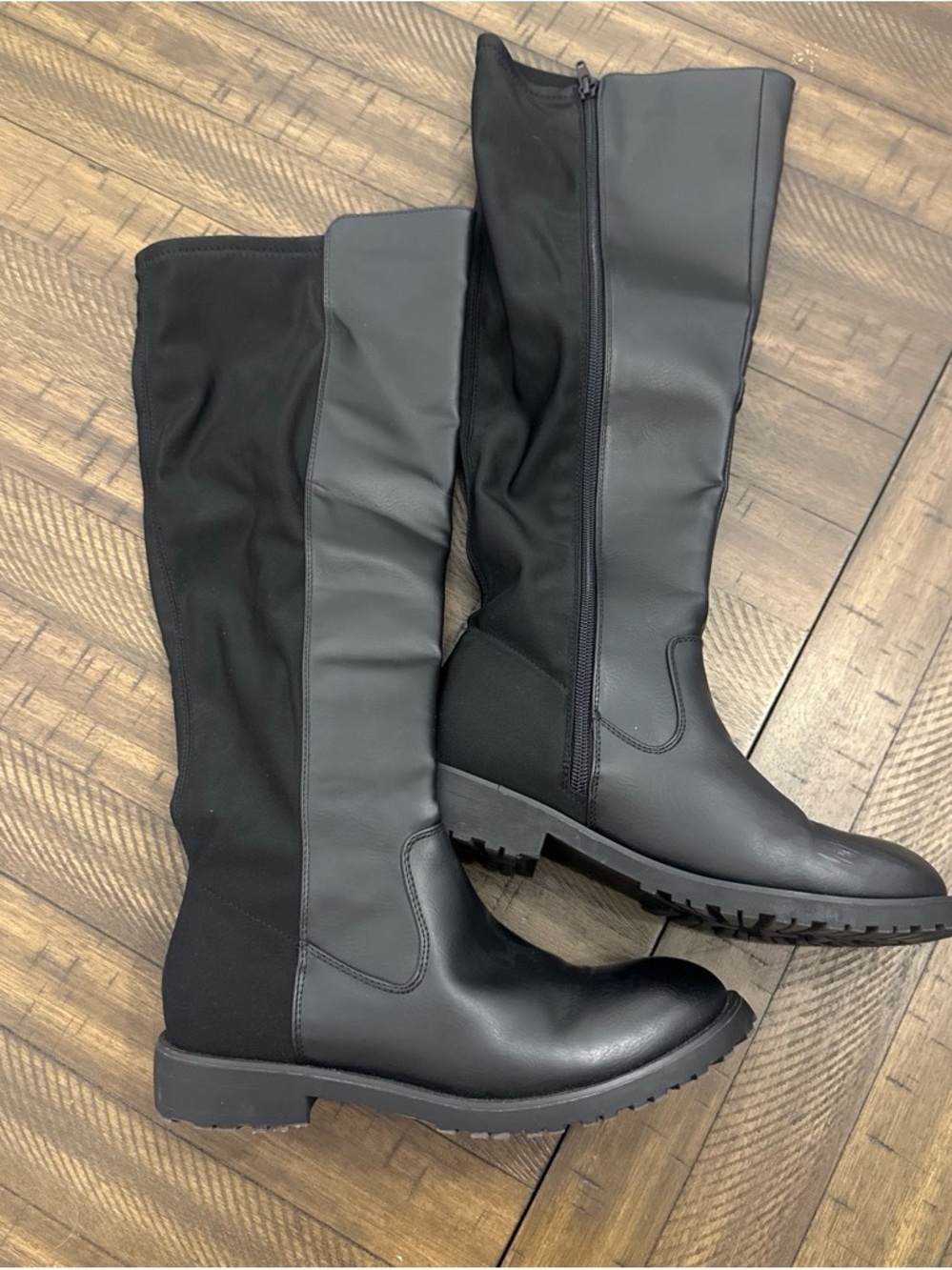 MIA Black Over-the-Knee Dual-Material Riding Boots